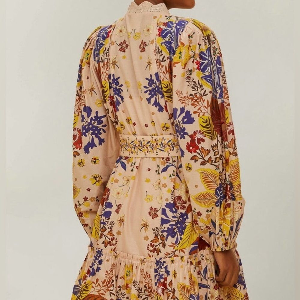 NEW FARM Rio Beauty Bouquet Pink Puff Sleeve Mini Dress Floral Button Size L - Picture 3 of 16